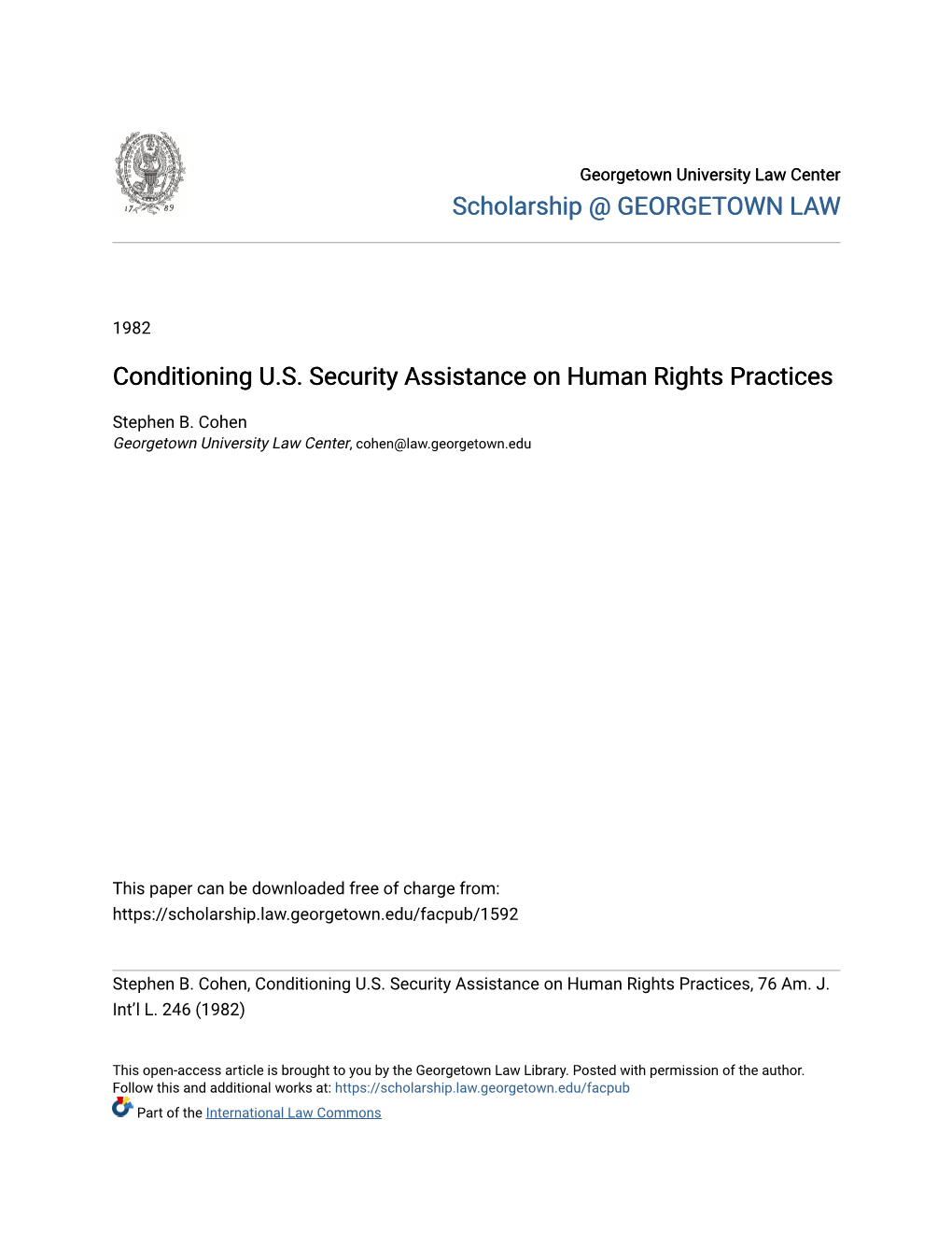 Conditioning U.S. Security Assistance on Human Rights Practices