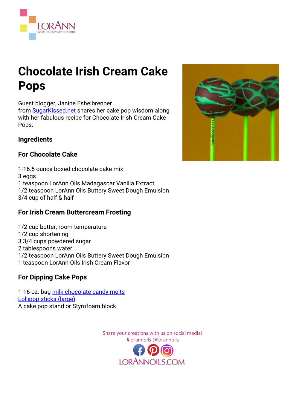 Chocolate Irish Cream Cake Pops