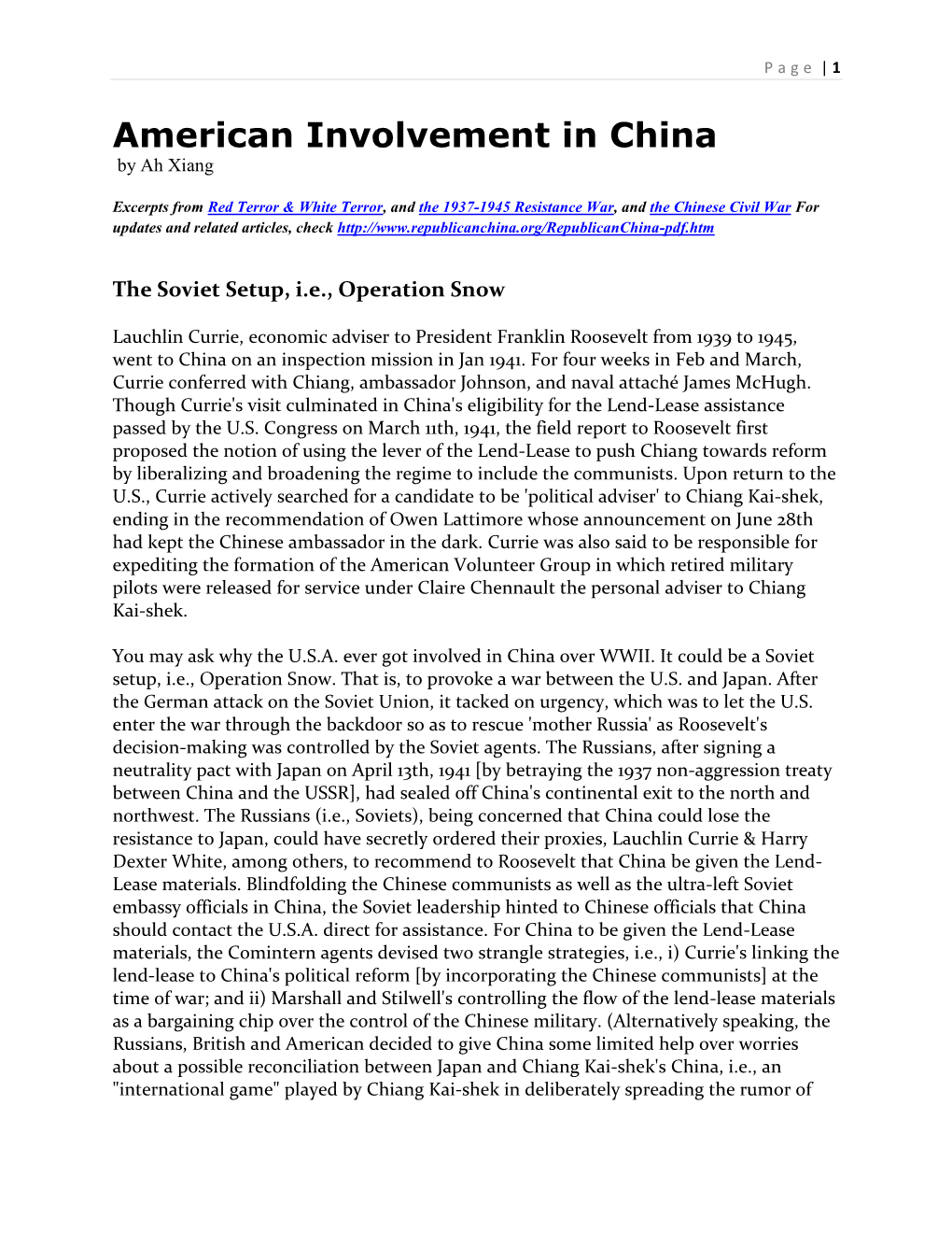 American Involvement in China by Ah Xiang