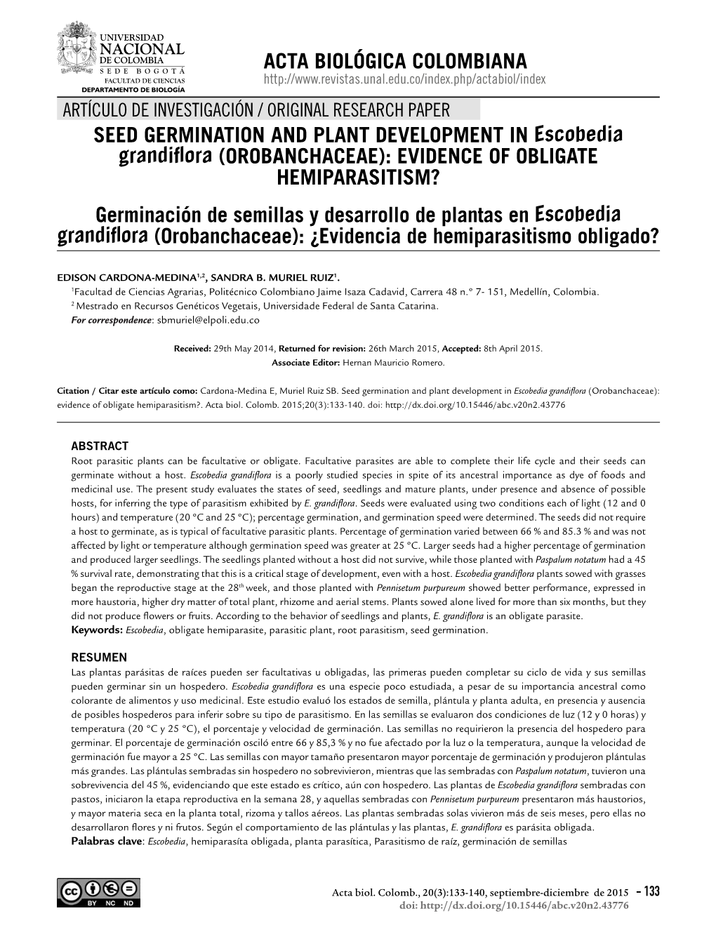 Seed Germination and Plant