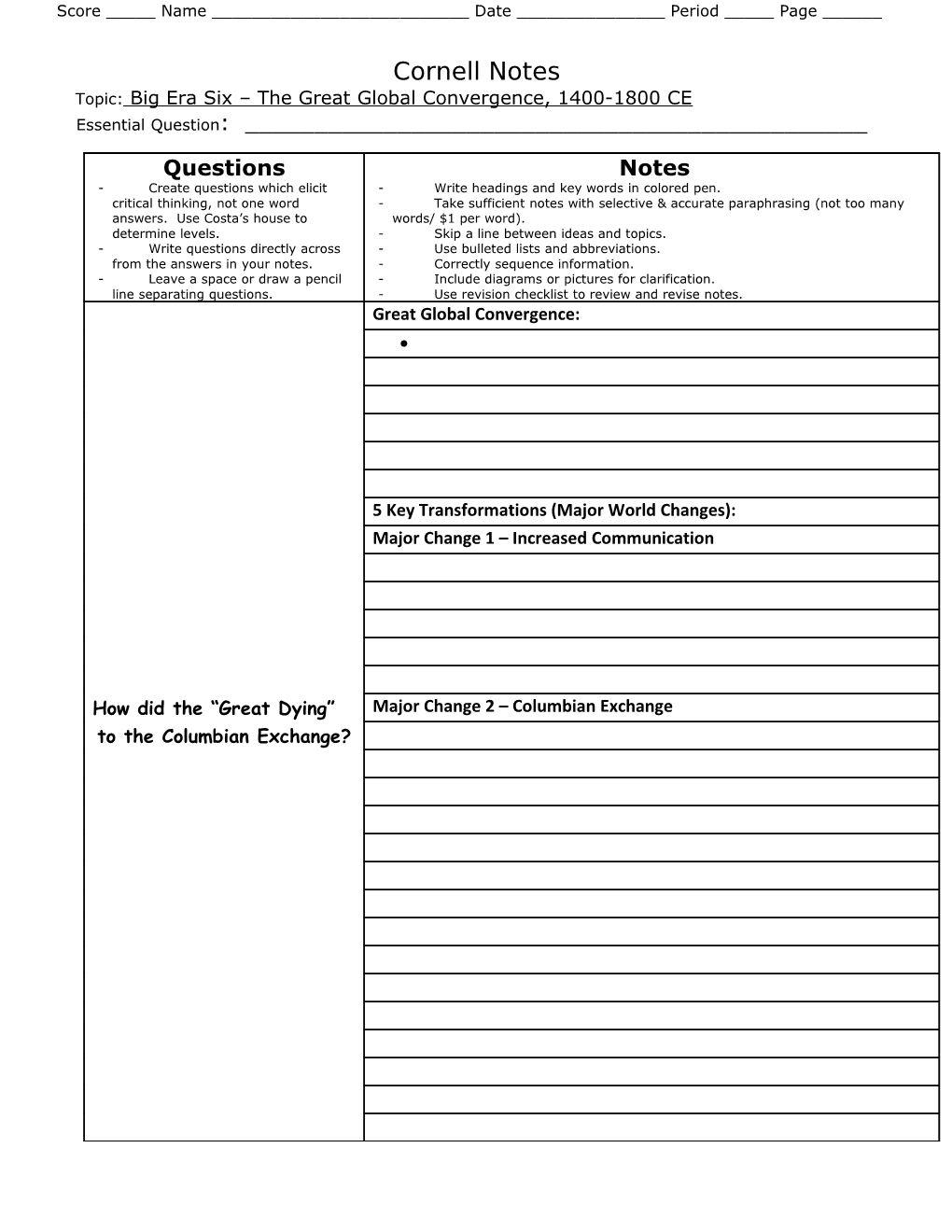 Cornell Notes Template s2