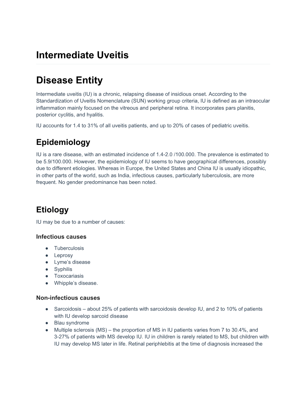 Intermediate Uveitis