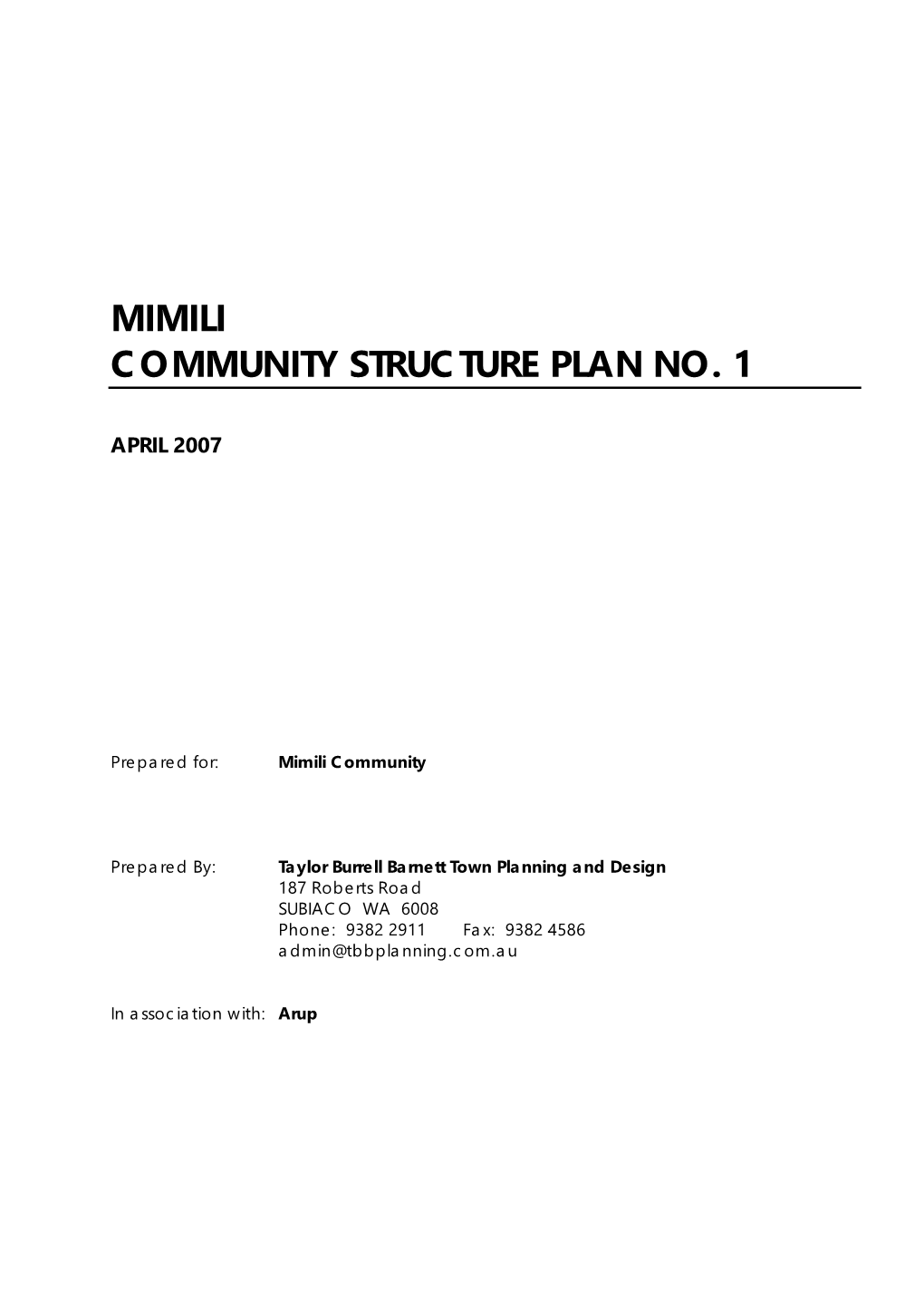 Mimili Community Structure Plan No. 1