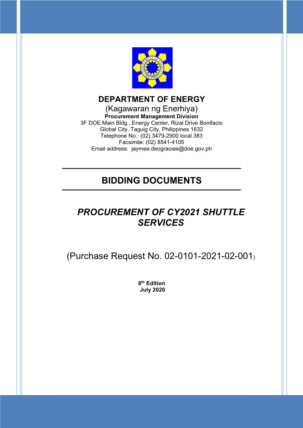 Bidding Documents Procurement of Cy2021 Shuttle Services