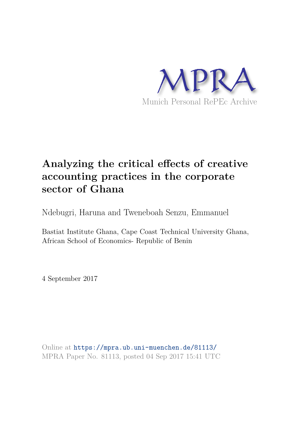 Analyzing the Critical Effects of Creative Accounting Practices in The