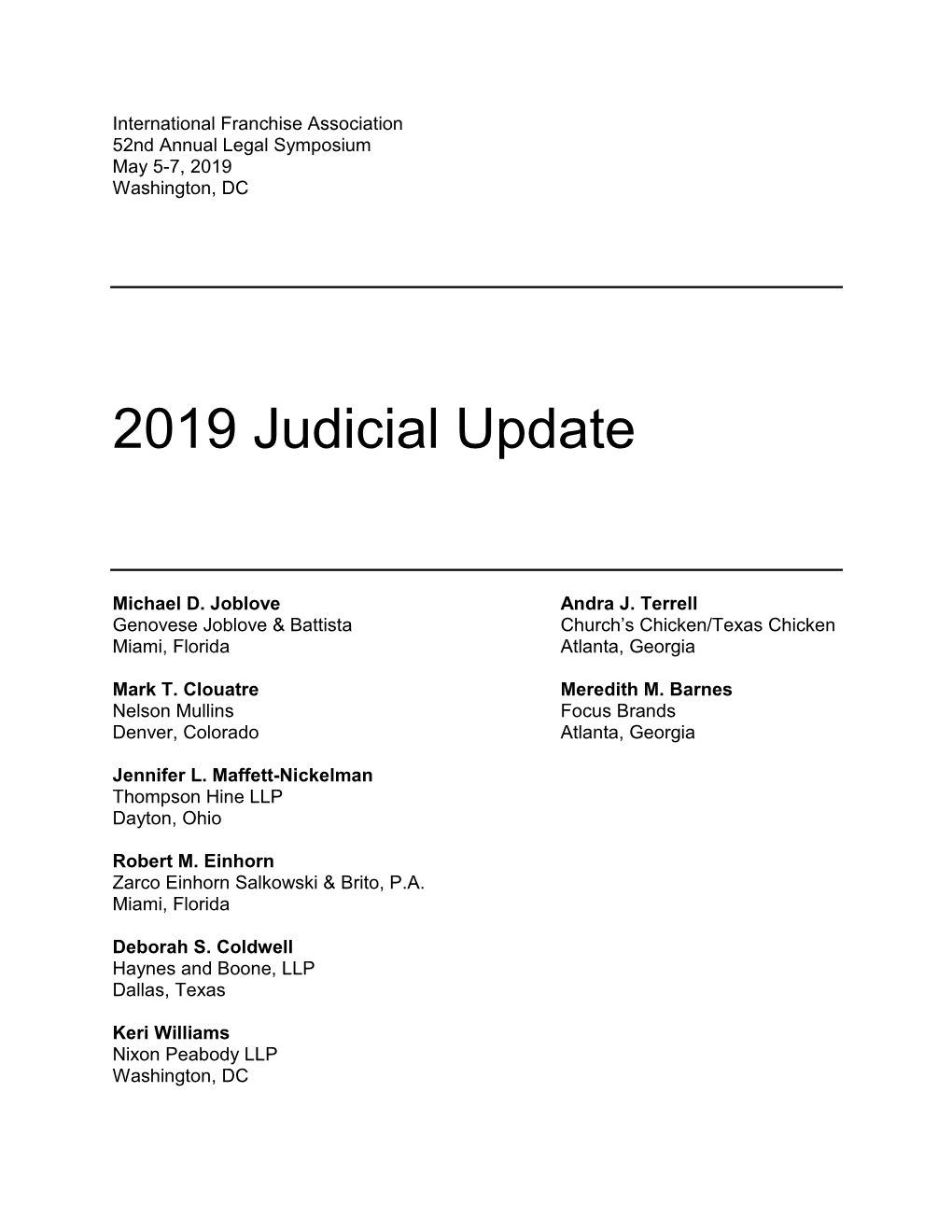 2019 Judicial Update