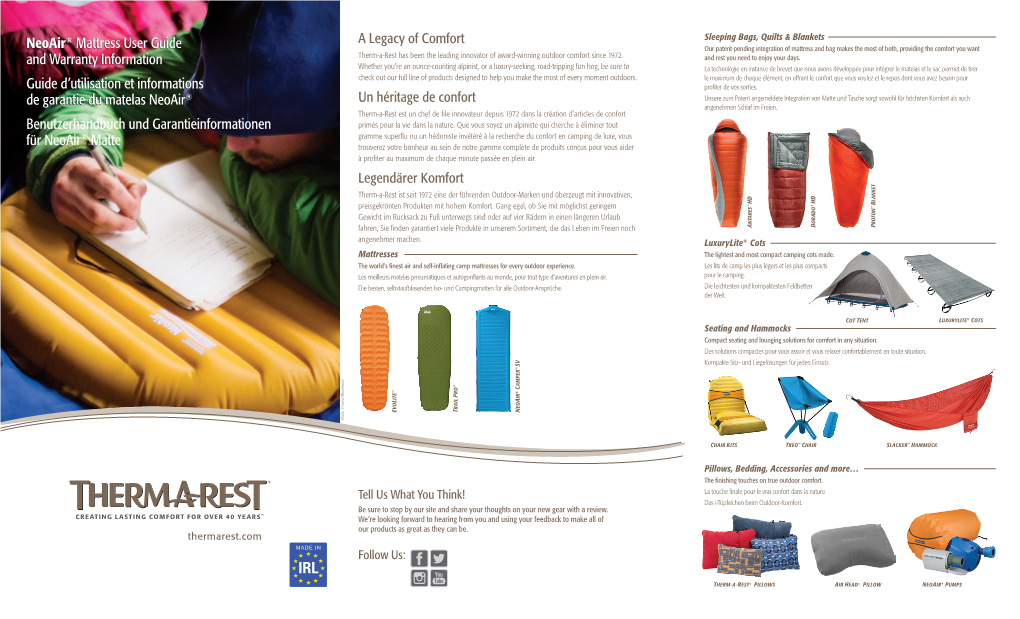 A Legacy of Comfort Neoair® Mattress User Guide and Warranty