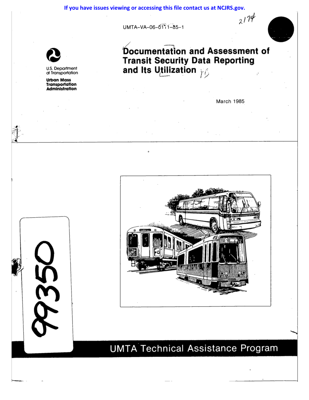 Document.At, on and Assessment of Transit Security Data Reporting