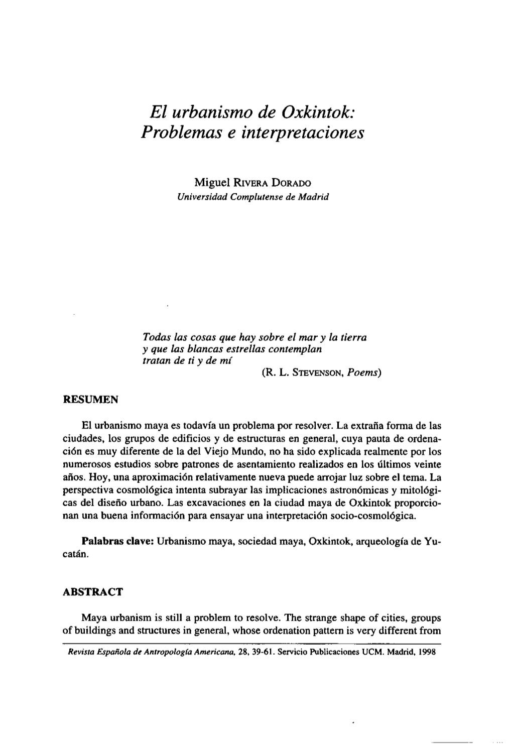 El Urbanismo De Oxkintok: Problemas E Interpretaciones