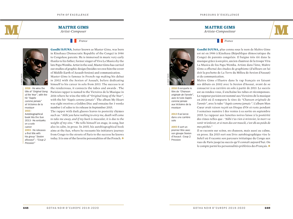 MAITRE GIMS MAITRE GIMS M Artist-Composer Artiste-Compositeur M France France