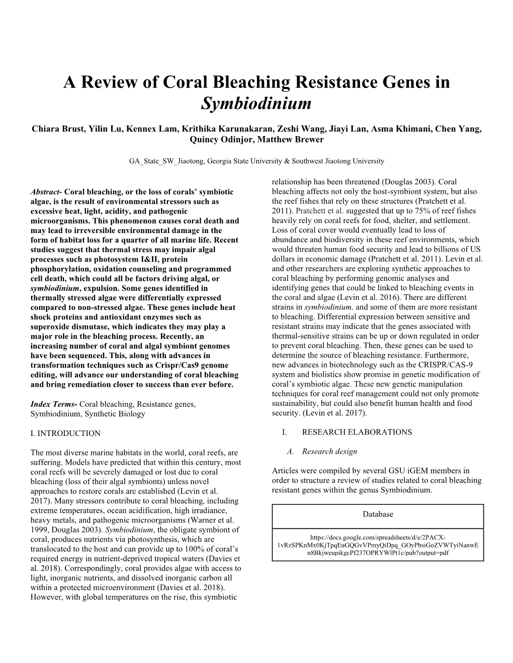 A Review of Coral Bleaching Resistance Genes in Symbiodinium