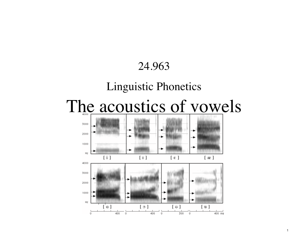 Acoustics of Vowels