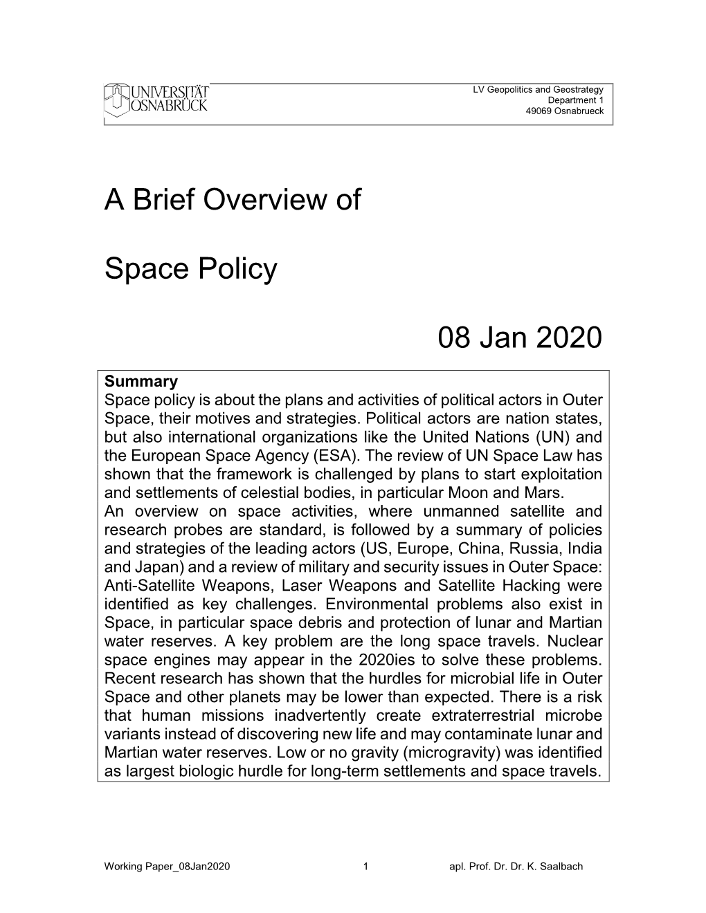 Space Policy