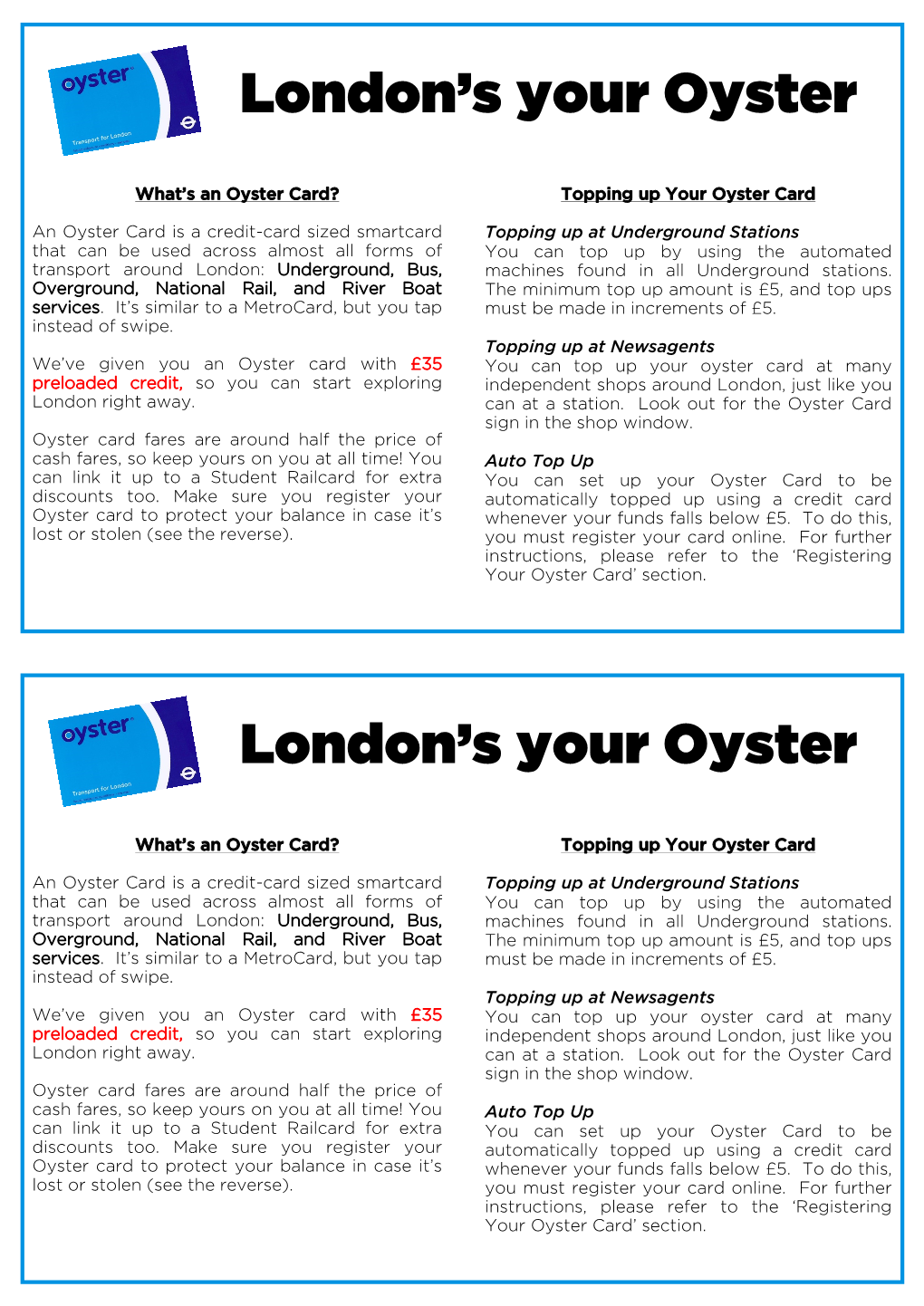 London's Your Oyster