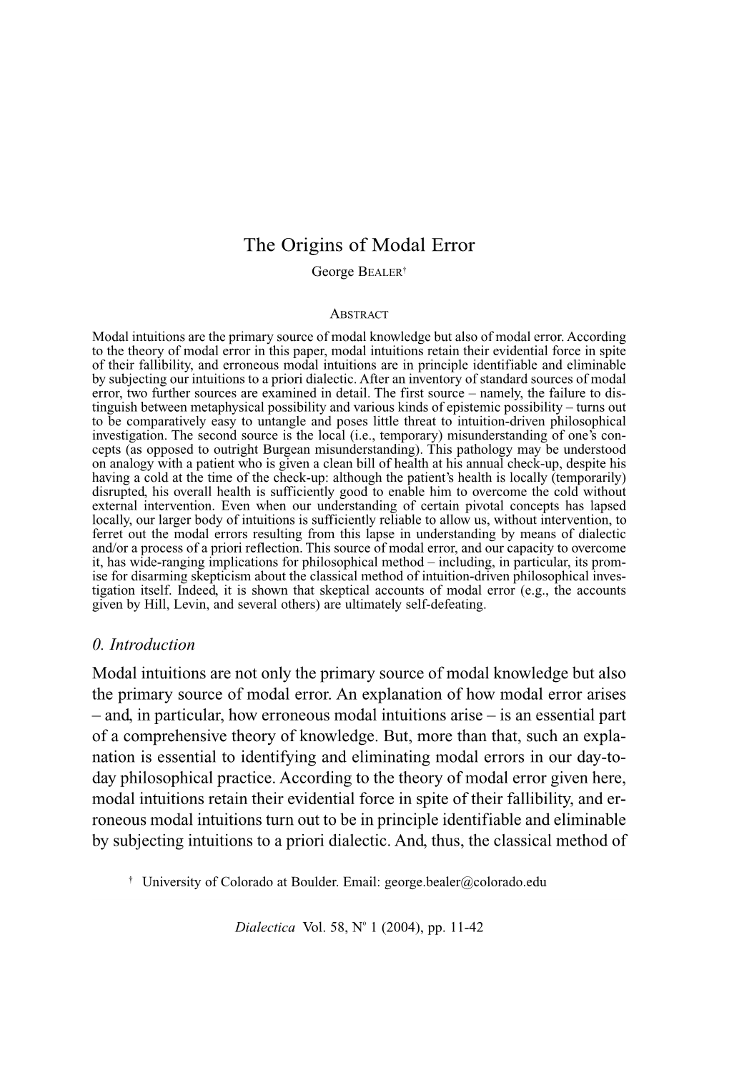 The Origins of Modal Error