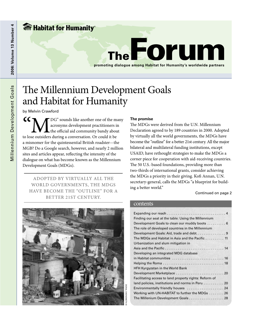 The Millennium Development Goals and Habitat for Humanity by Melvin Crawford