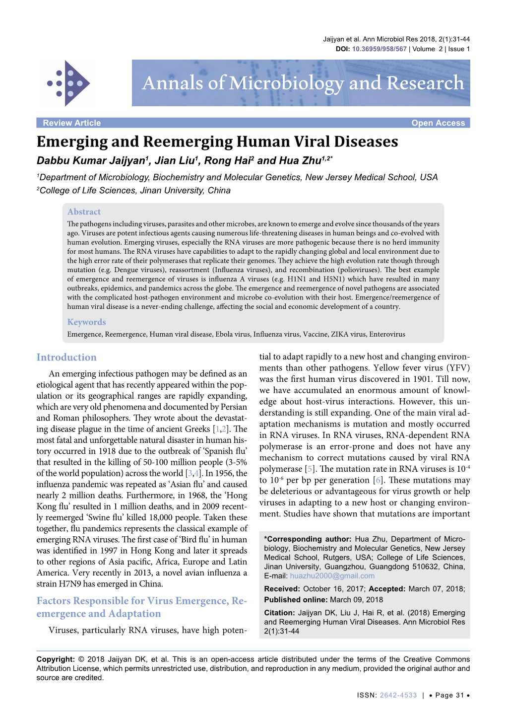 Emerging and Reemerging Human Viral Diseases