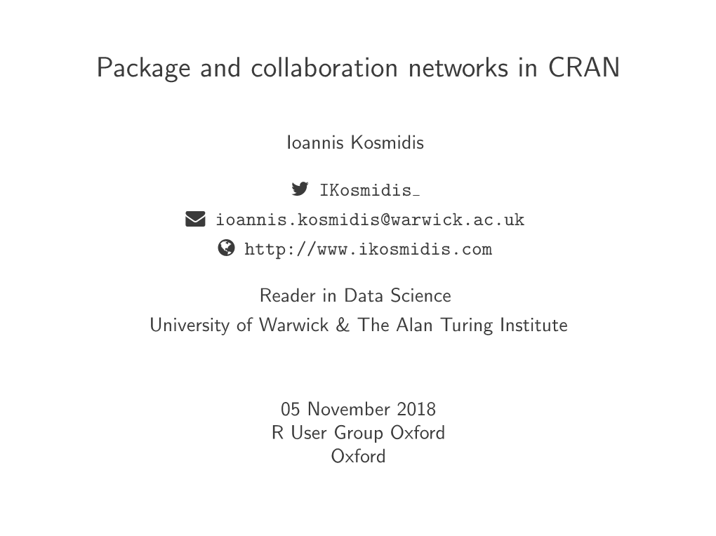 Package and Collaboration Networks in CRAN