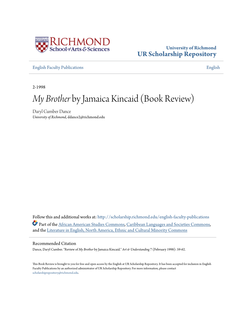 &lt;I&gt;My Brother&lt;/I&gt; by Jamaica Kincaid (Book Review)