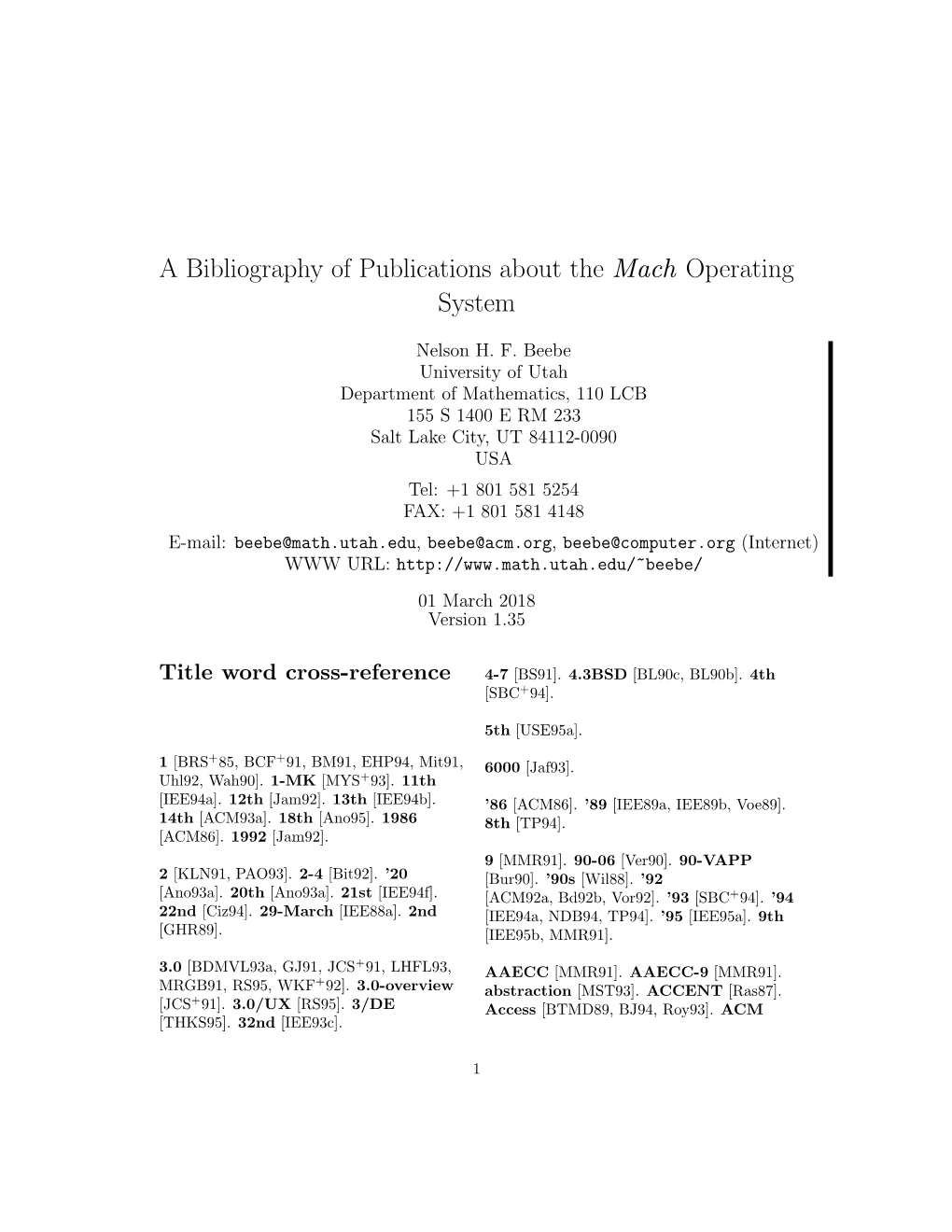 A Bibliography of Publications About the Mach Operating System