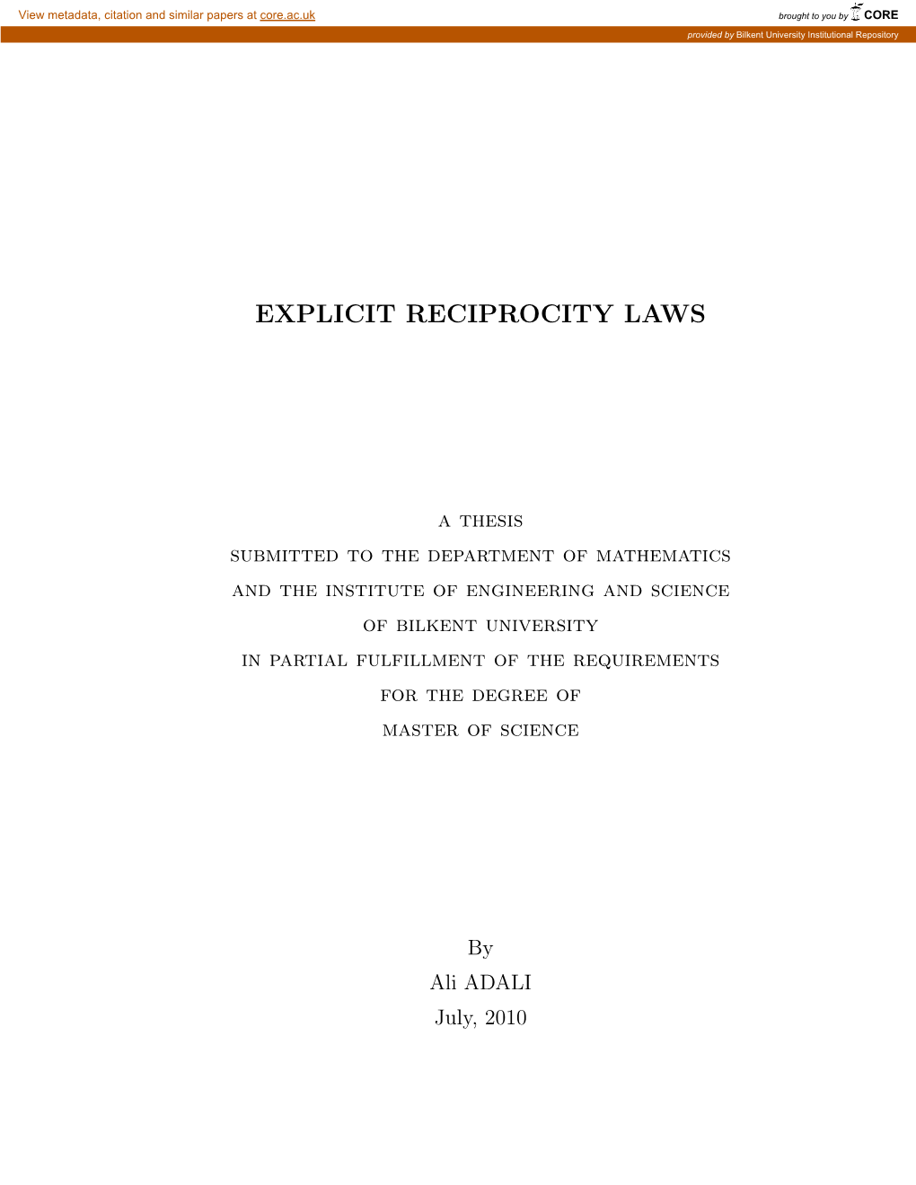 Explicit Reciprocity Laws
