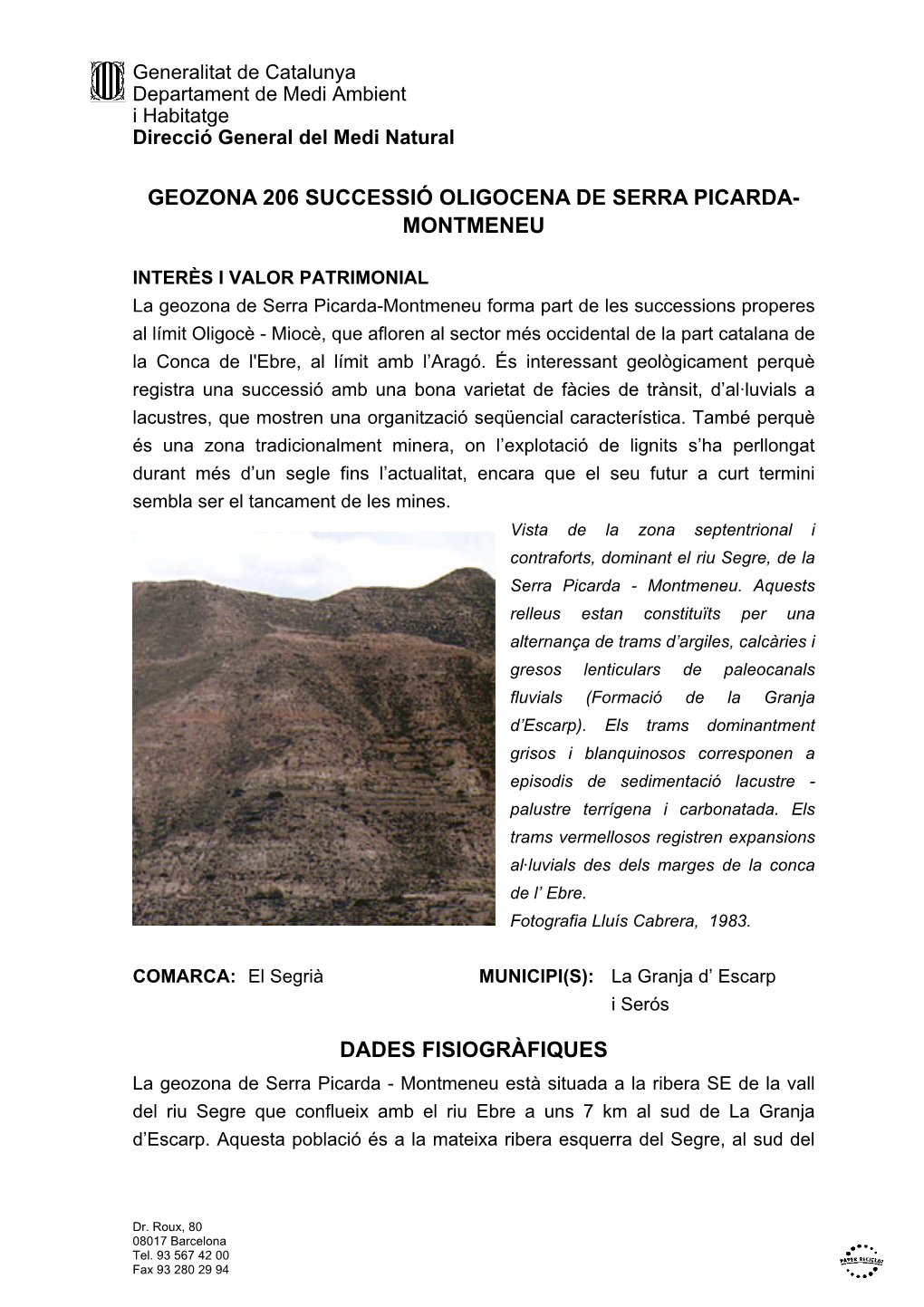 Geozona 206 Successió Oligocena De Serra Picarda- Montmeneu