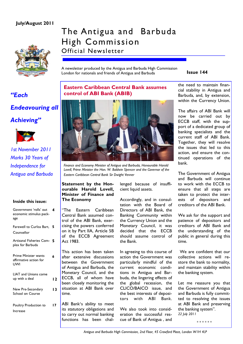 The Antigua and Barbuda High Commission Official Newsletter