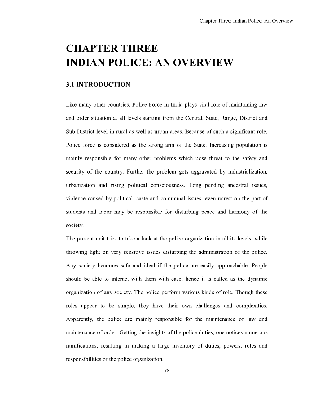 Chapter Three Indian Police: an Overview