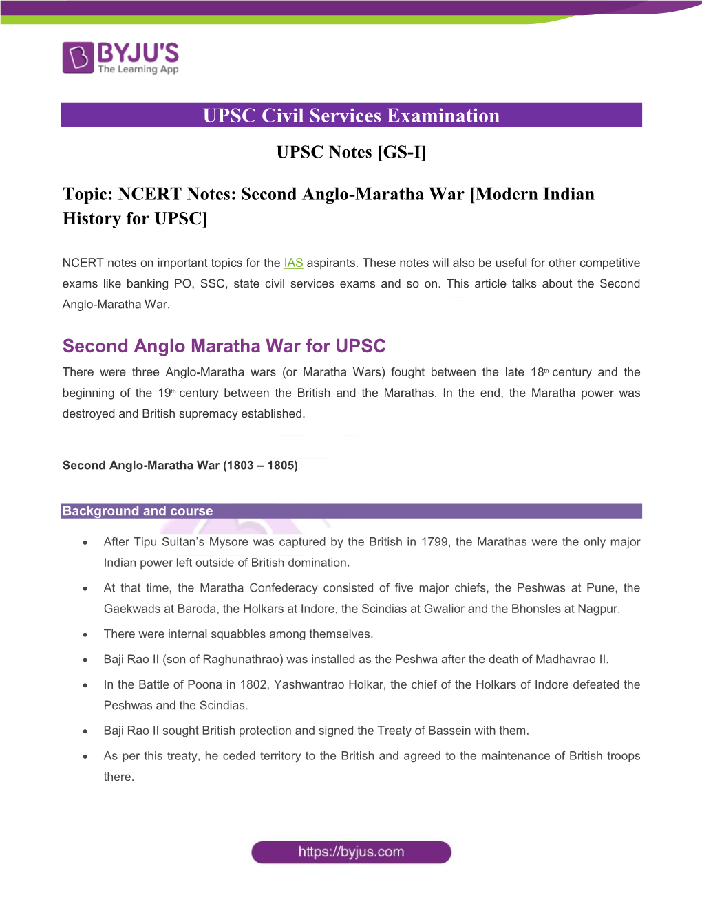 Second Anglo-Maratha War [Modern Indian History for UPSC]