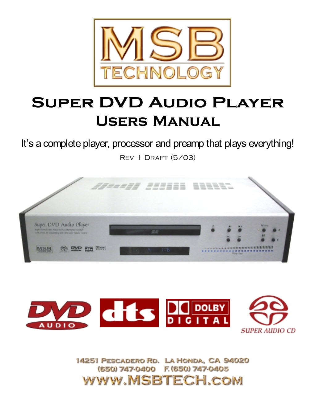 Super DVD Audio Player Users Manual