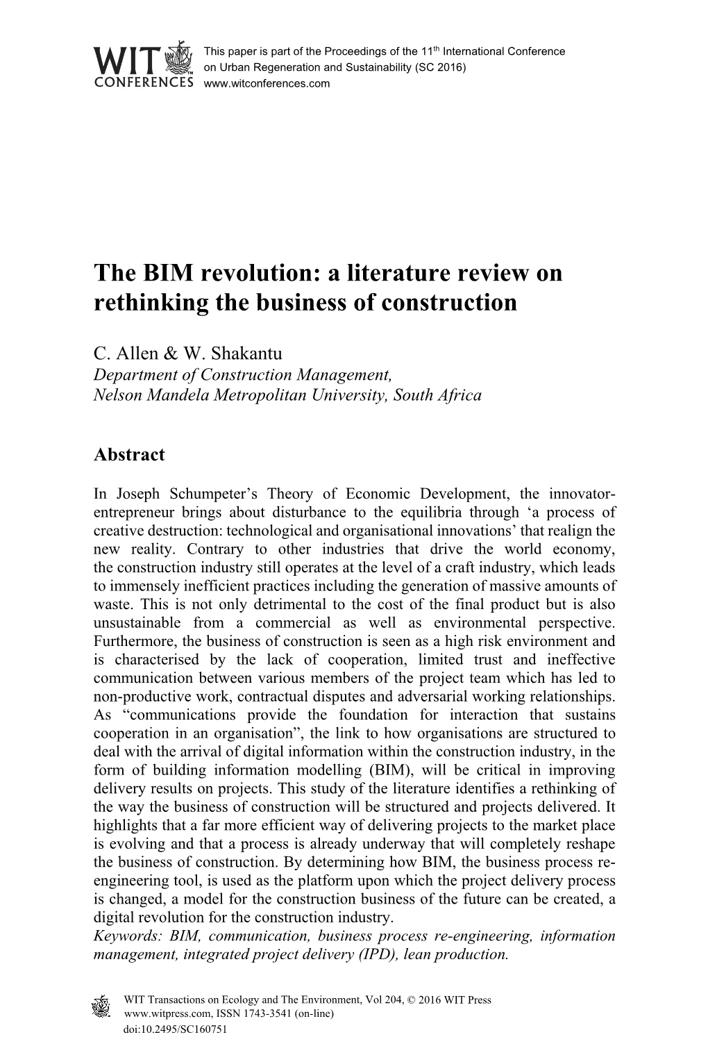 The BIM Revolution: a Literature Review on Rethinking the Business of Construction