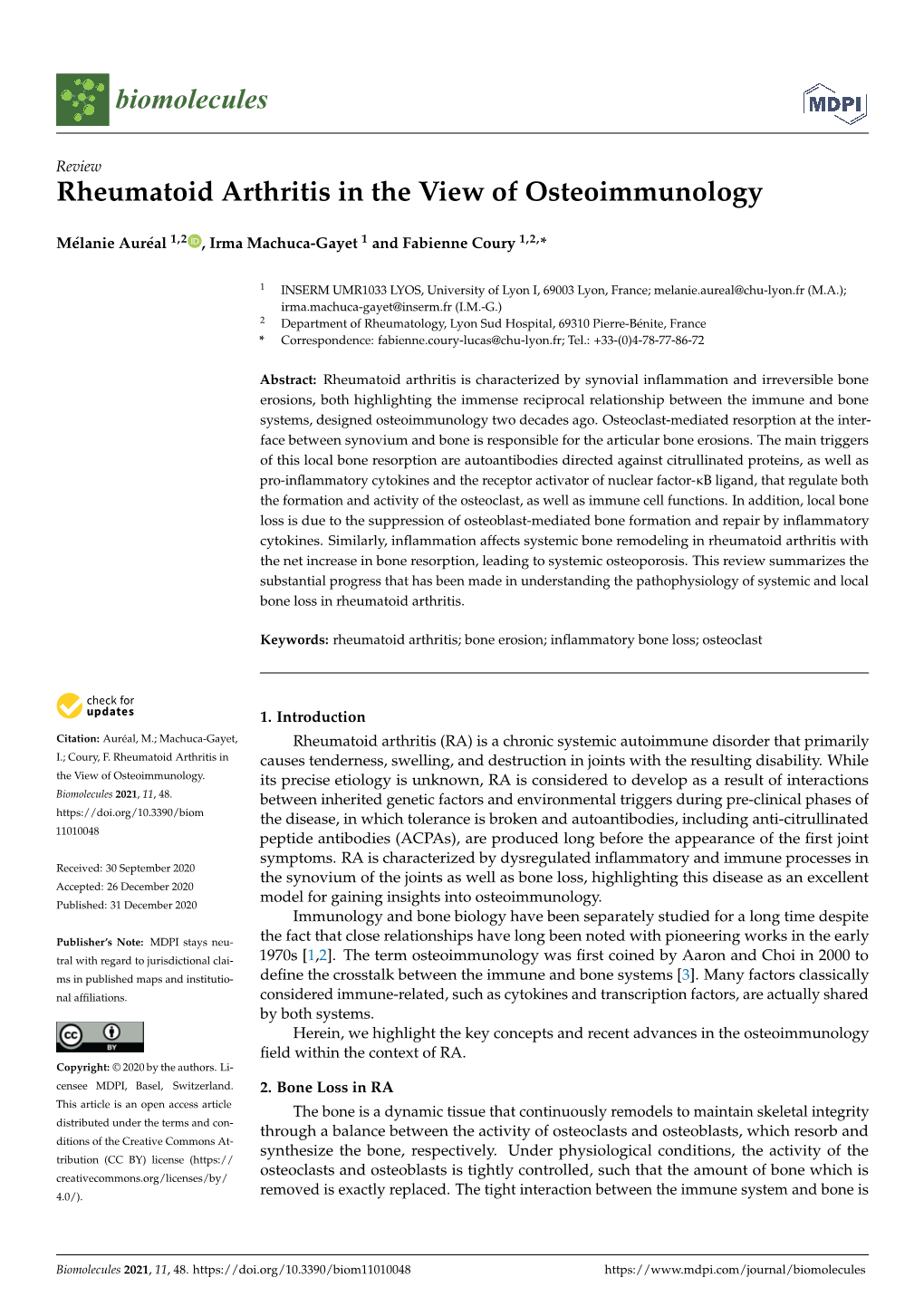 Rheumatoid Arthritis in the View of Osteoimmunology