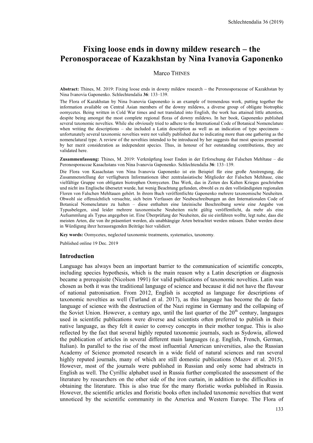 Fixing Loose Ends in Downy Mildew Research – the Peronosporaceae of Kazakhstan by Nina Ivanovia Gaponenko