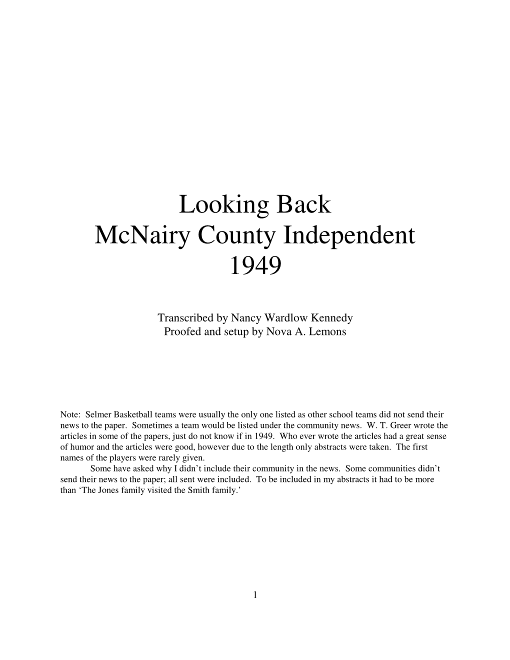 Looking Back Mcnairy County Independent 1949