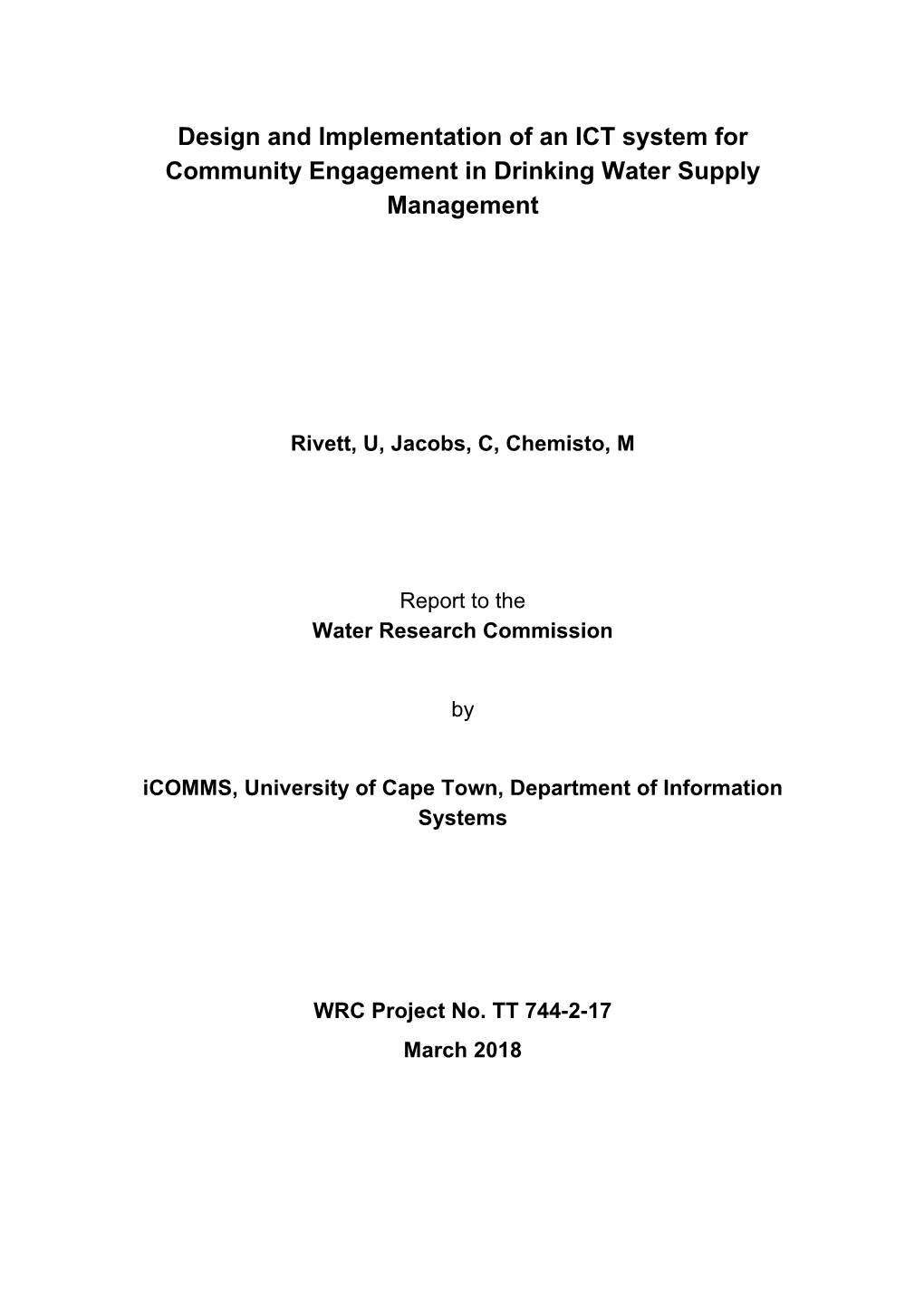 Design and Implementation of an ICT System for Community Engagement in Drinking Water Supply Management