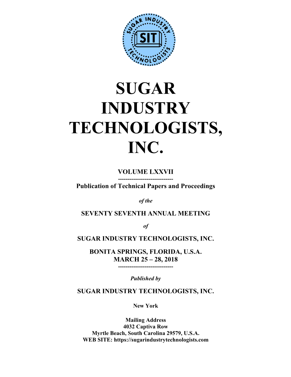 Sugar Industry Technologists, Inc