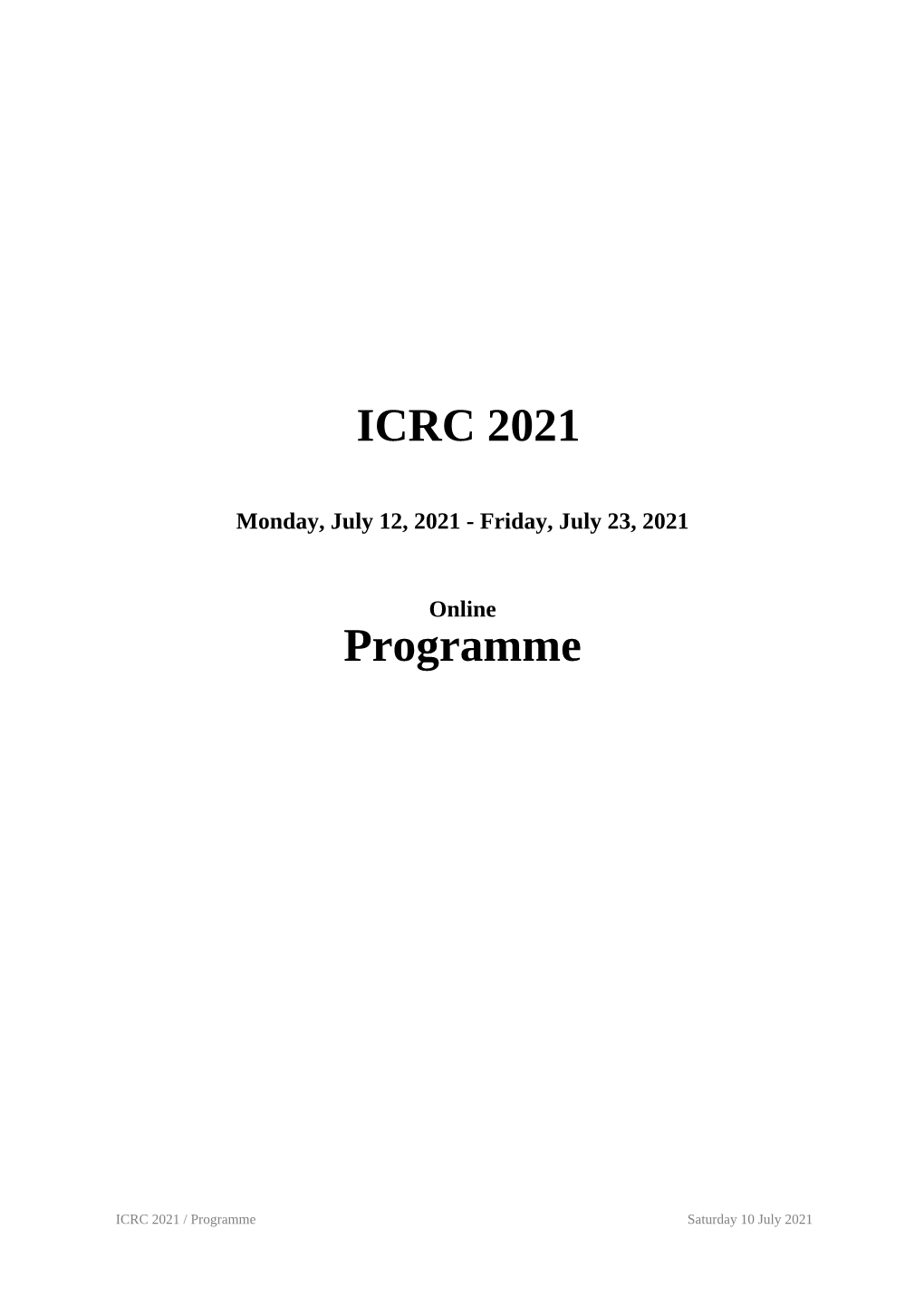 ICRC 2021 Programme