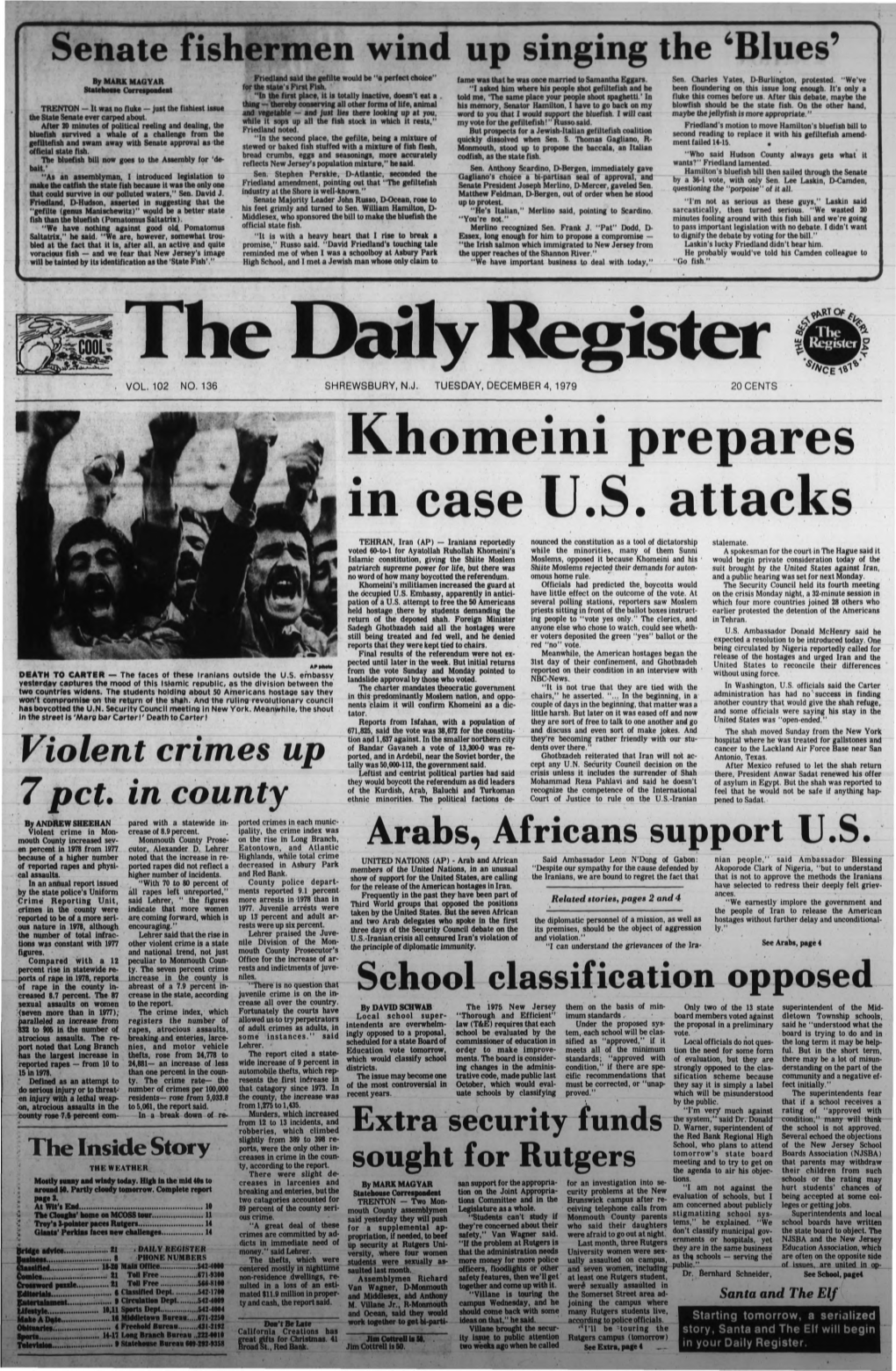 Khomeini Prepares in Case U.S. Attacks TEHRAN, Iran (AP) — Iranians Reportedly Nounced the Constitution As a Tool of Dictatorship Stalemate
