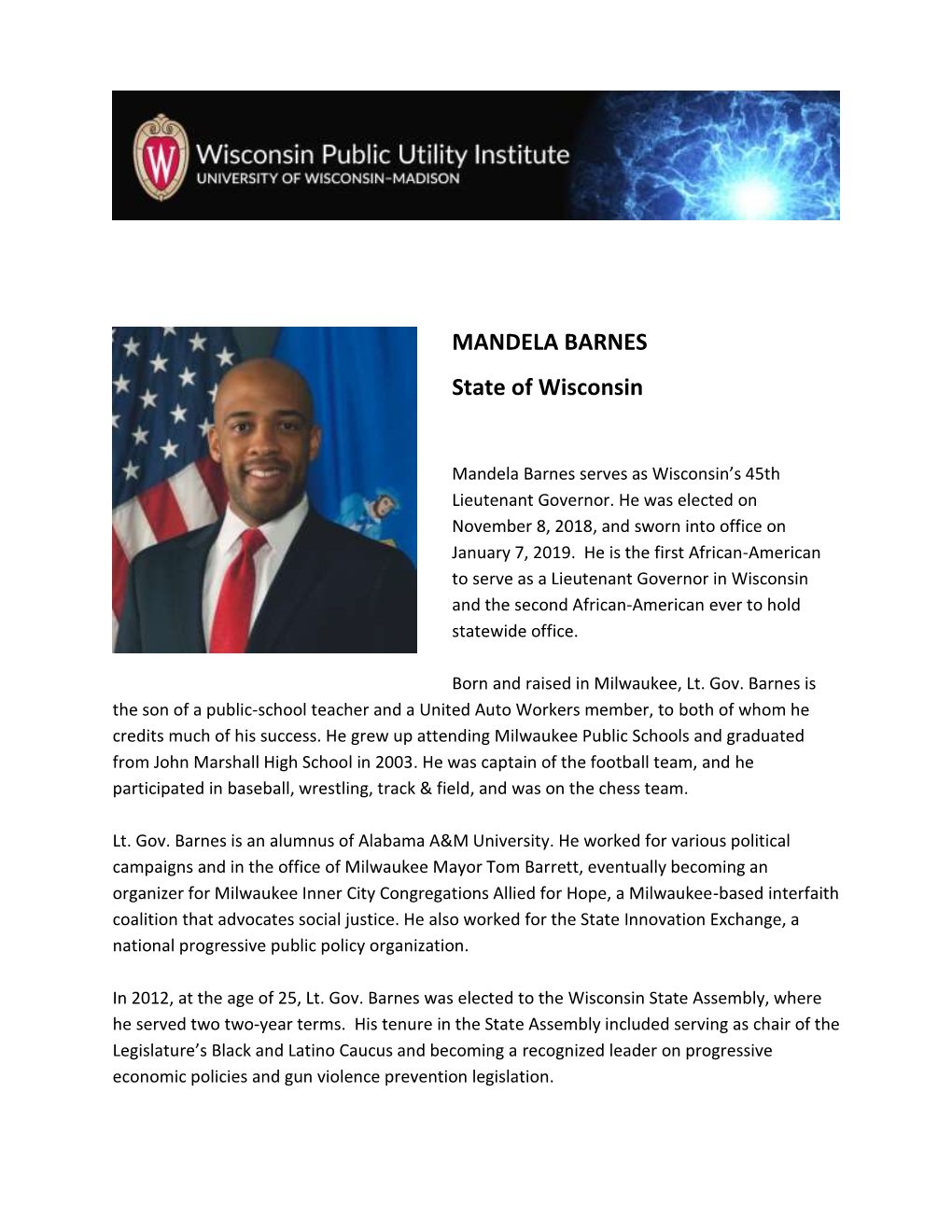 MANDELA BARNES State of Wisconsin