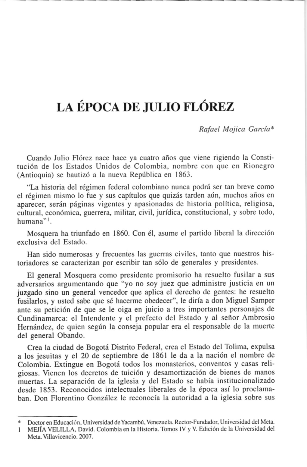 La Epoca De Julio Florez