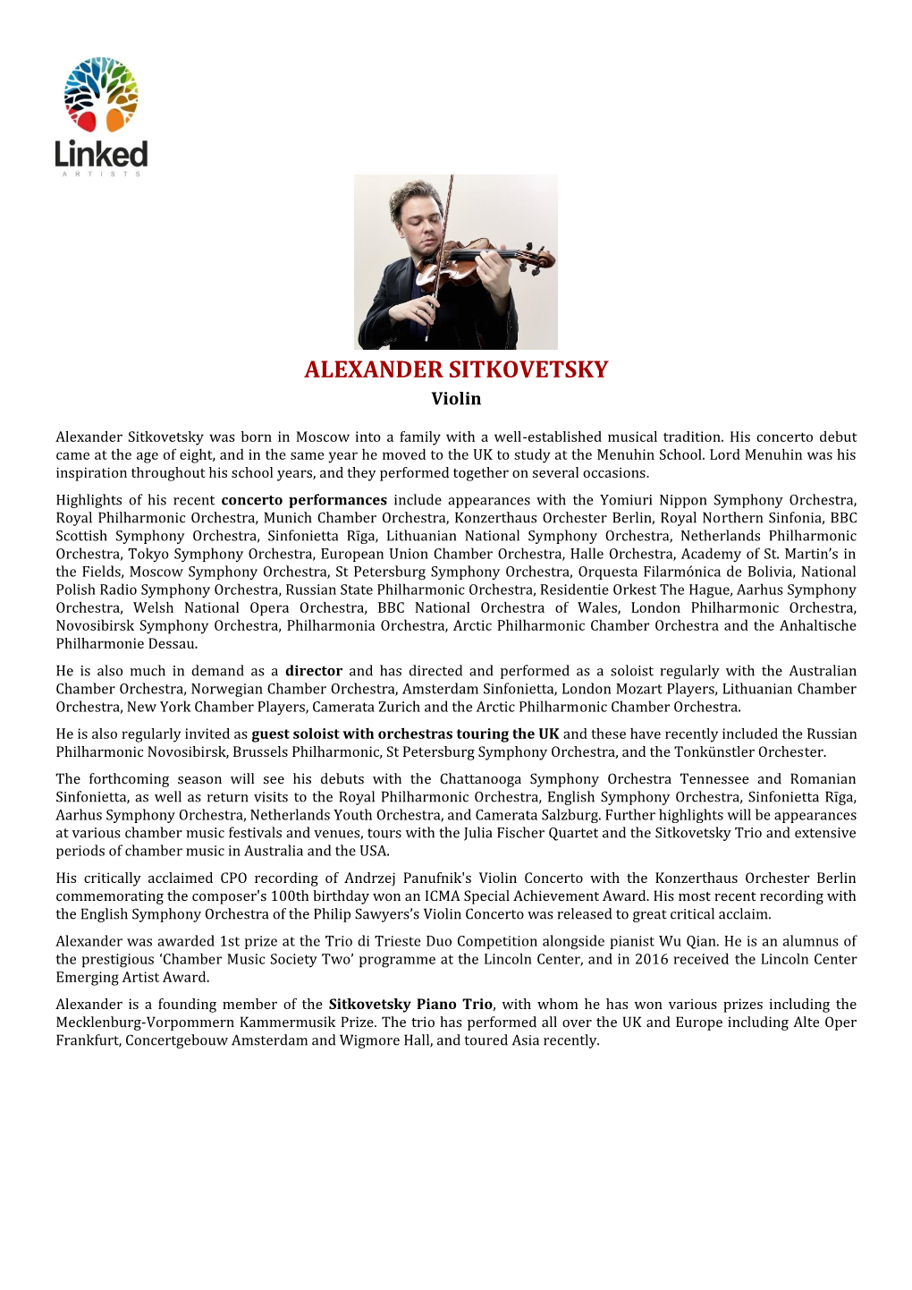 ALEXANDER SITKOVETSKY Violin