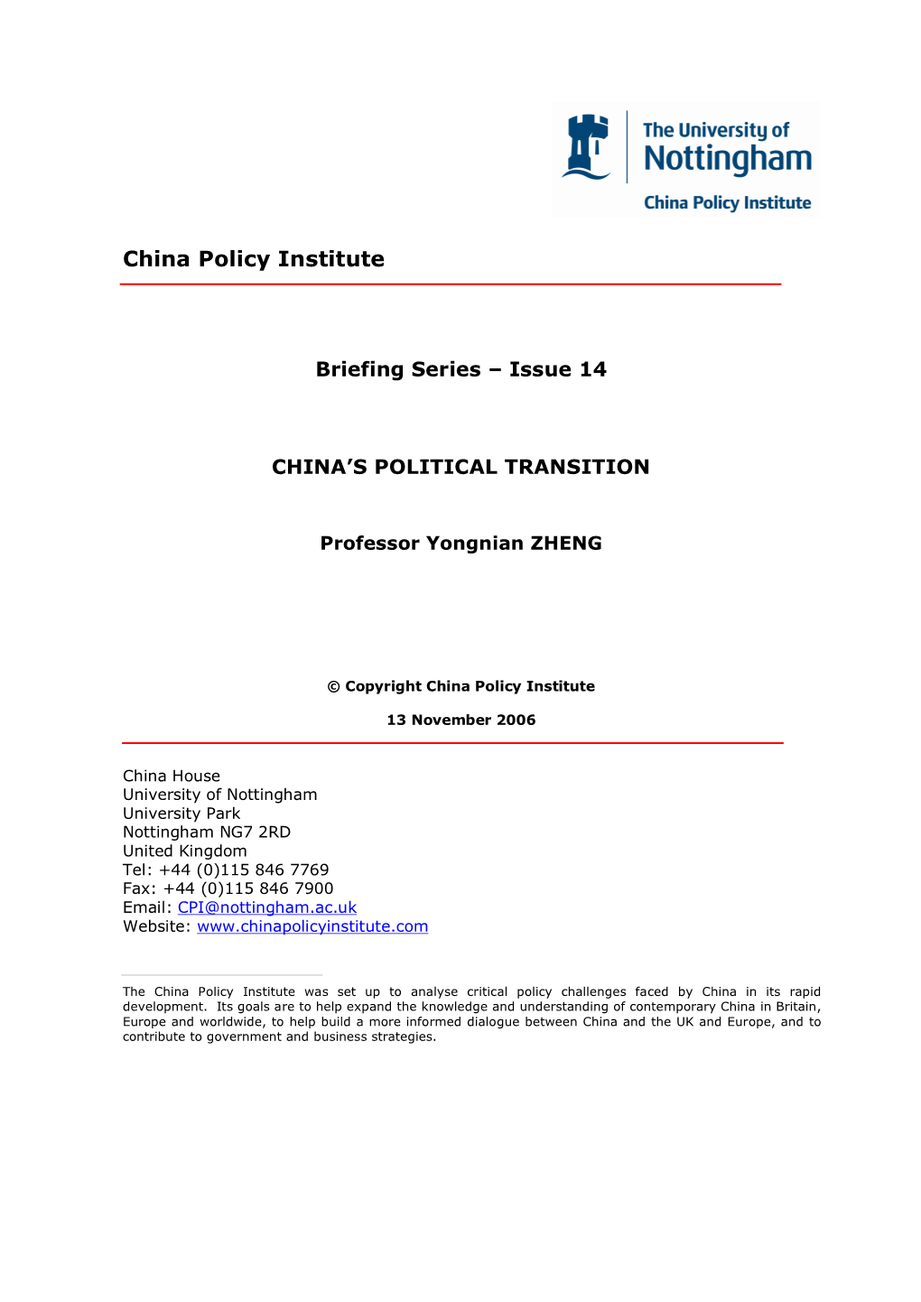 China Policy Institute