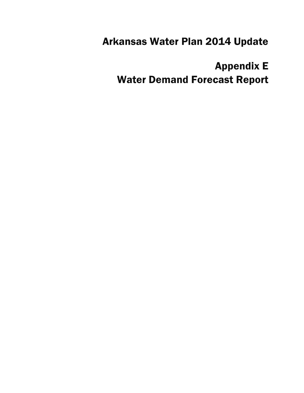 Water Demand Forecast Report