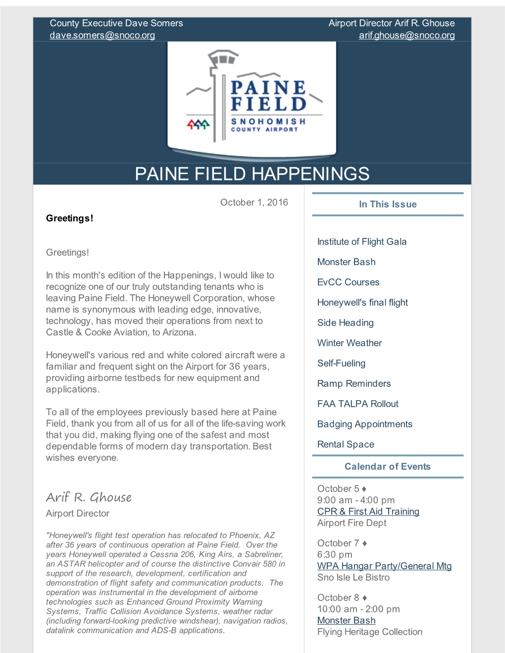 Paine Field Happenings