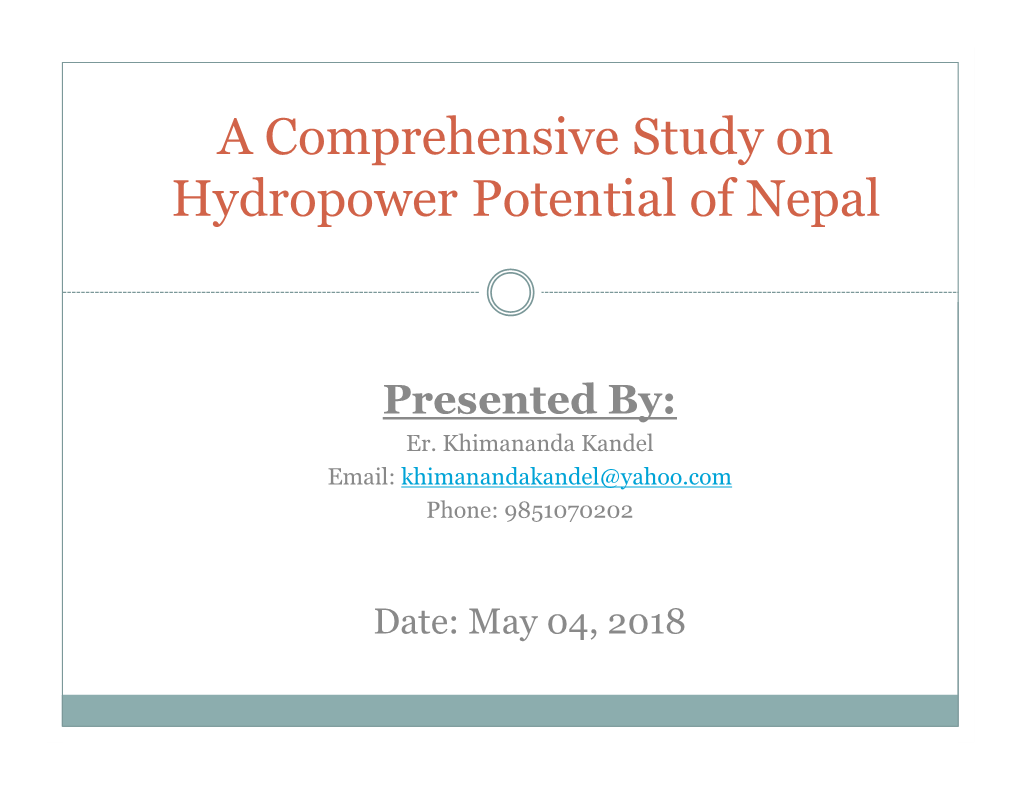 A Comprehensive Study on Hydropower Potential of Nepal