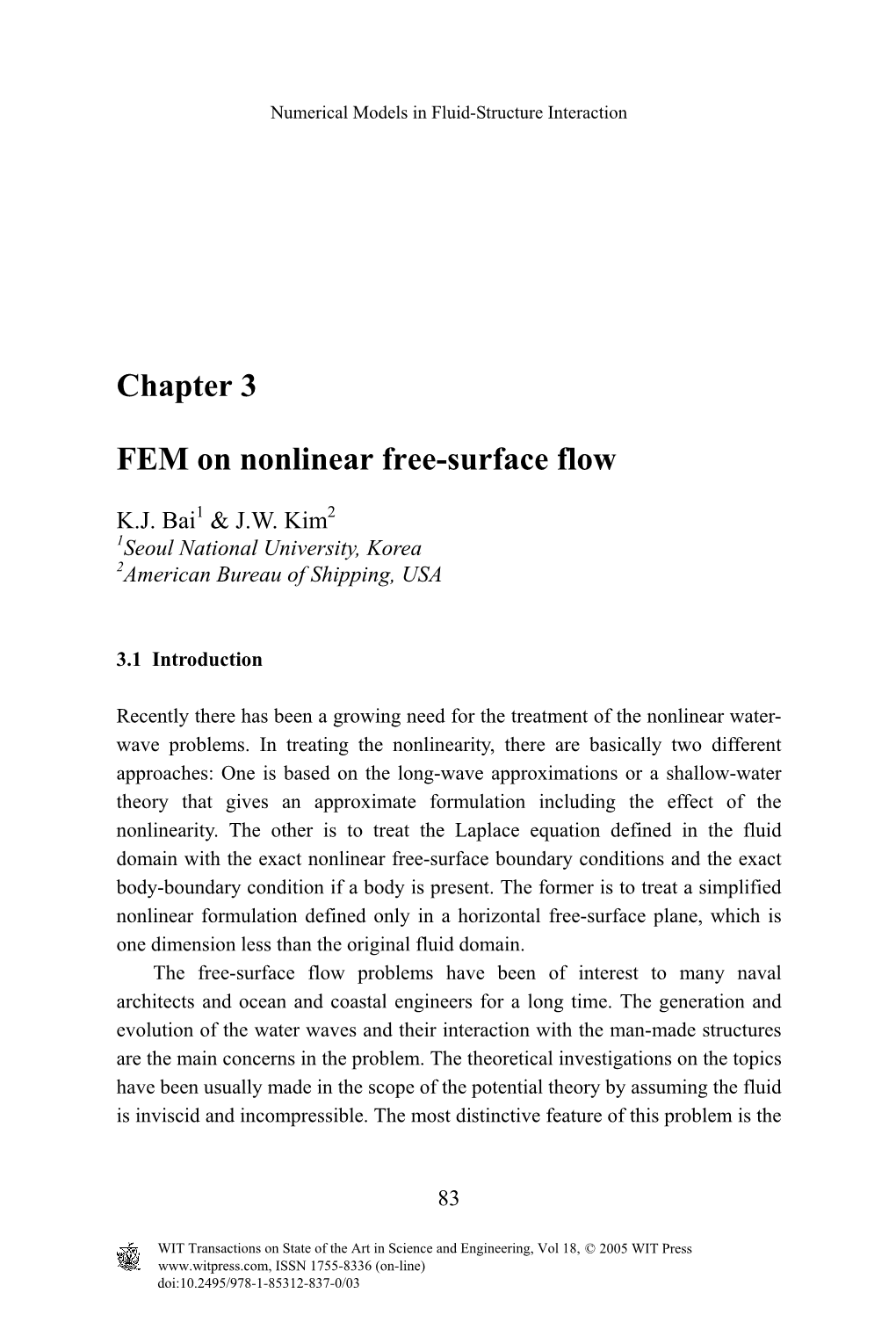 Chapter 3 FEM on Nonlinear Free-Surface Flow