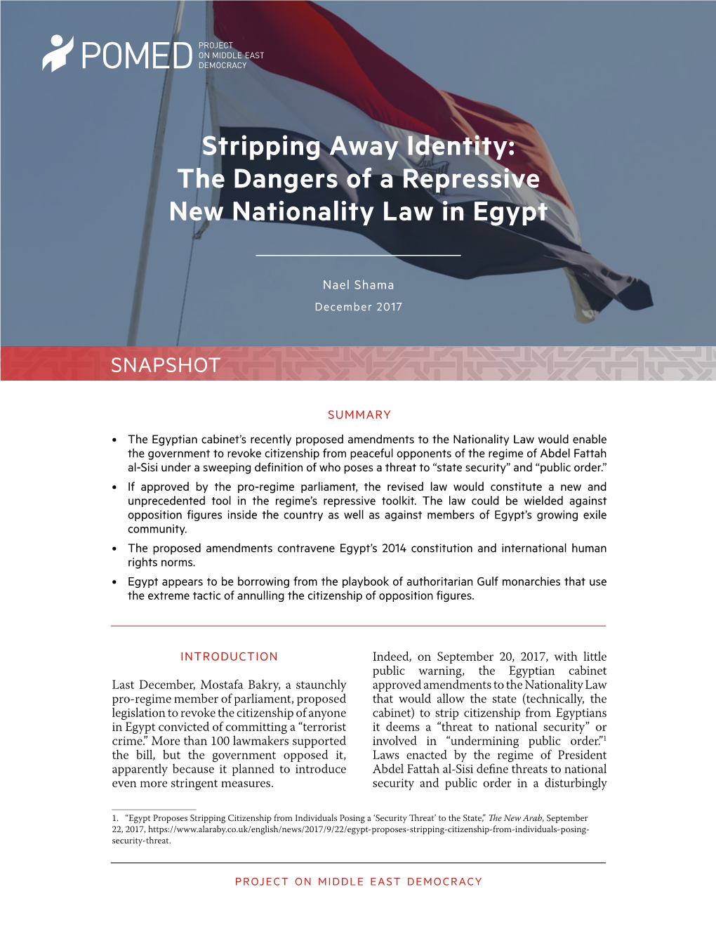 The Dangers of a Repressive New Nationality Law in Egypt