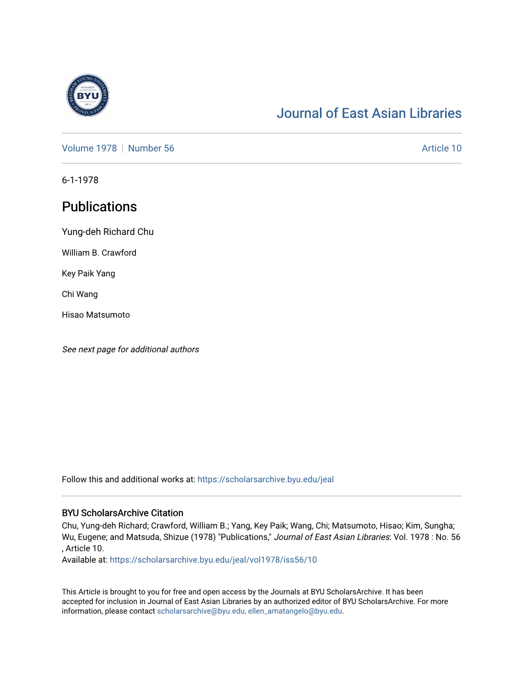 Journal of East Asian Libraries Publications