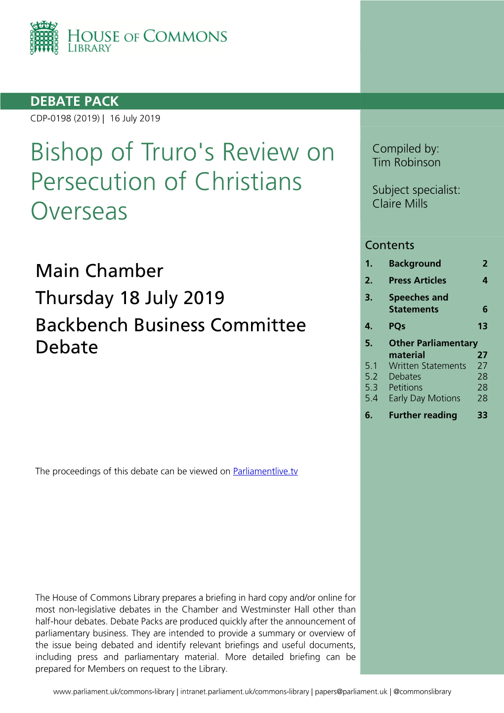 Bishop of Truro's Review on Persecution of Christians Overseas 3