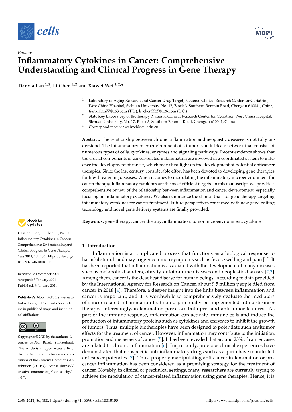 Inflammatory Cytokines in Cancer: Comprehensive Understanding And